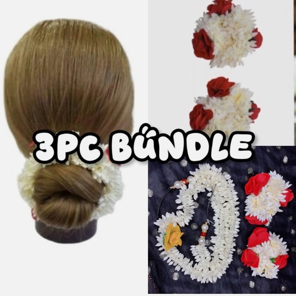 Artificial Jasmine Gajra desi Scrunchie White 2pc - Picture 2 of 5